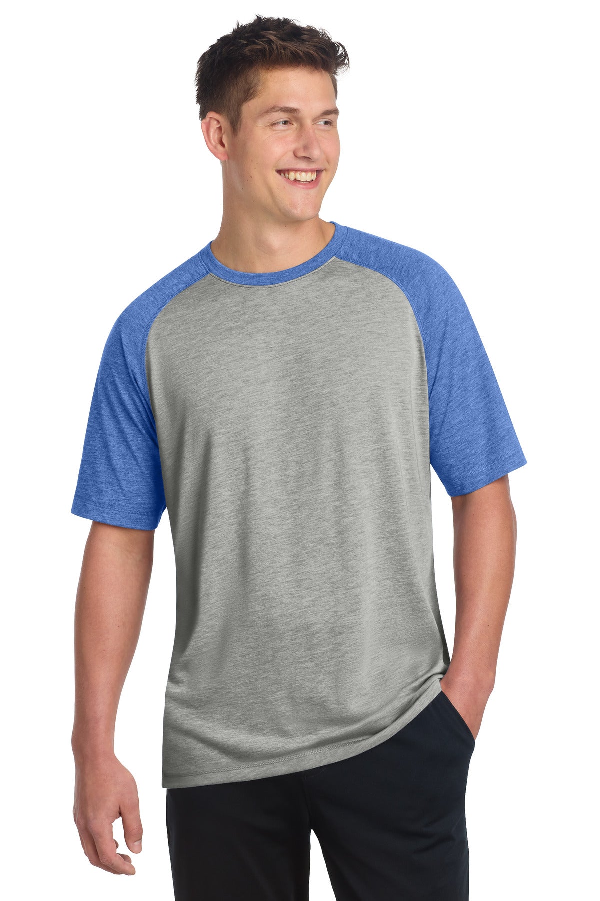 Sport-Tek ?? PosiCharge ?? Tri-Blend Wicking Raglan Tee. ST400