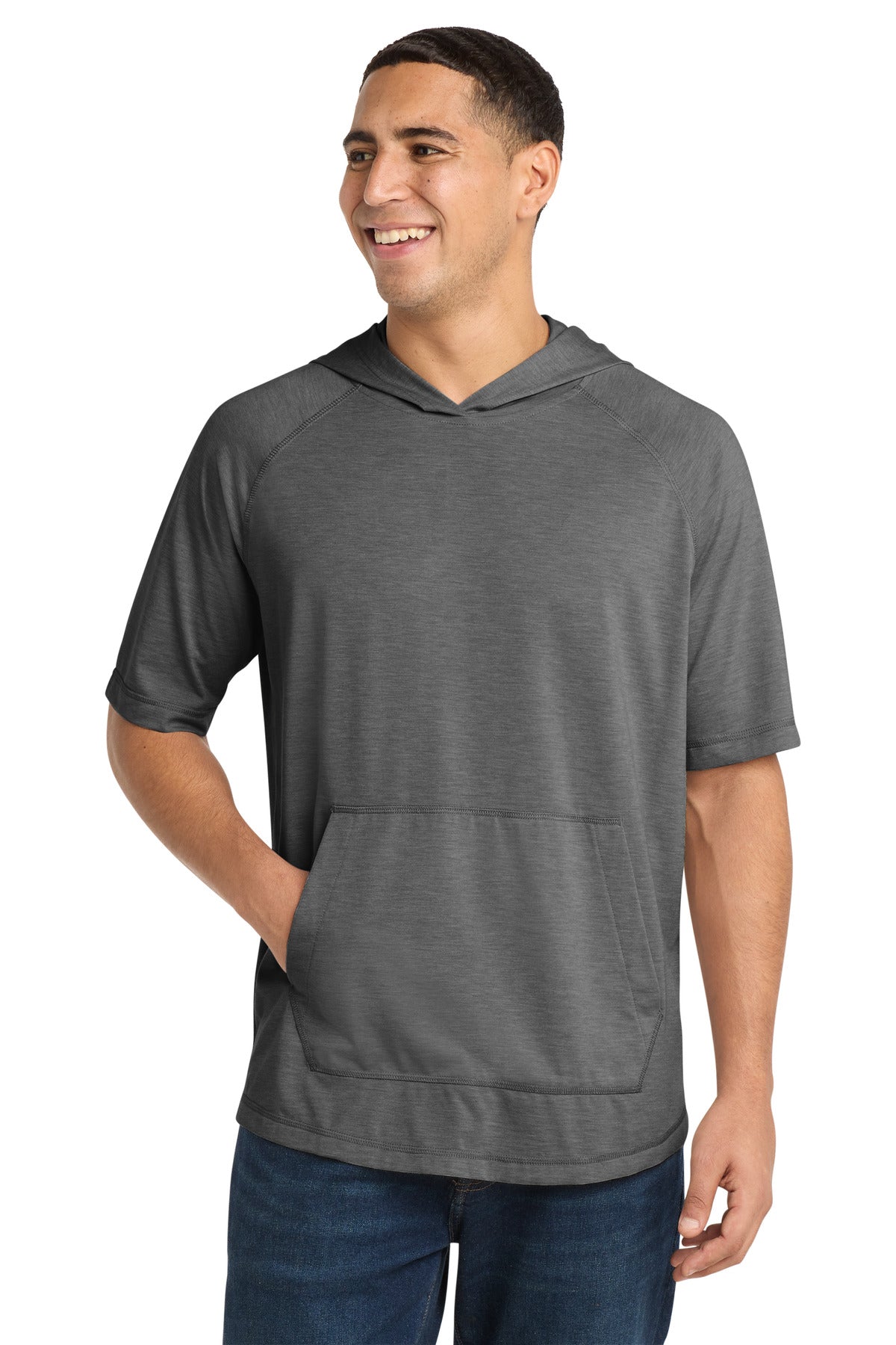Sport-Tek Â® PosiCharge Â® Tri-Blend Wicking Short Sleeve Hoodie. ST404