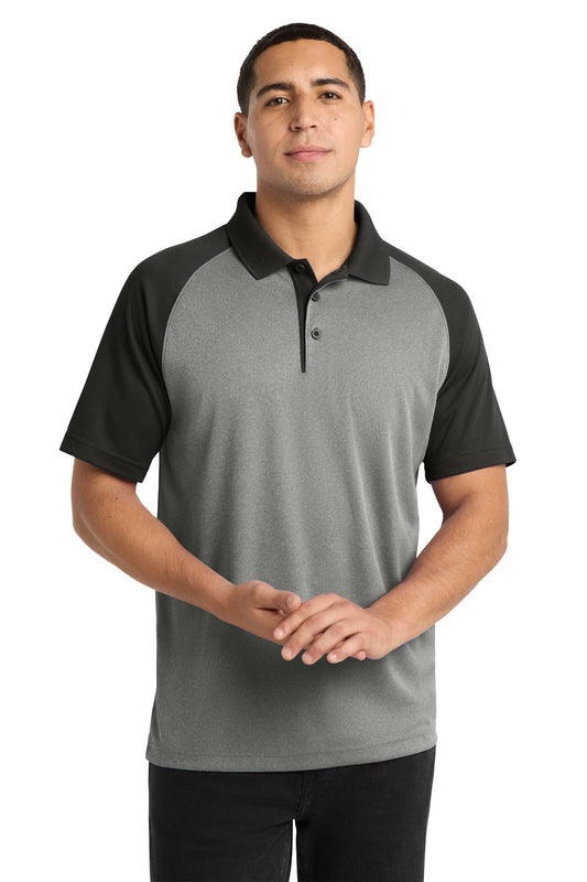 Sport-Tek ?? PosiCharge ?? RacerMesh ?? Raglan Heather Block Polo. ST641