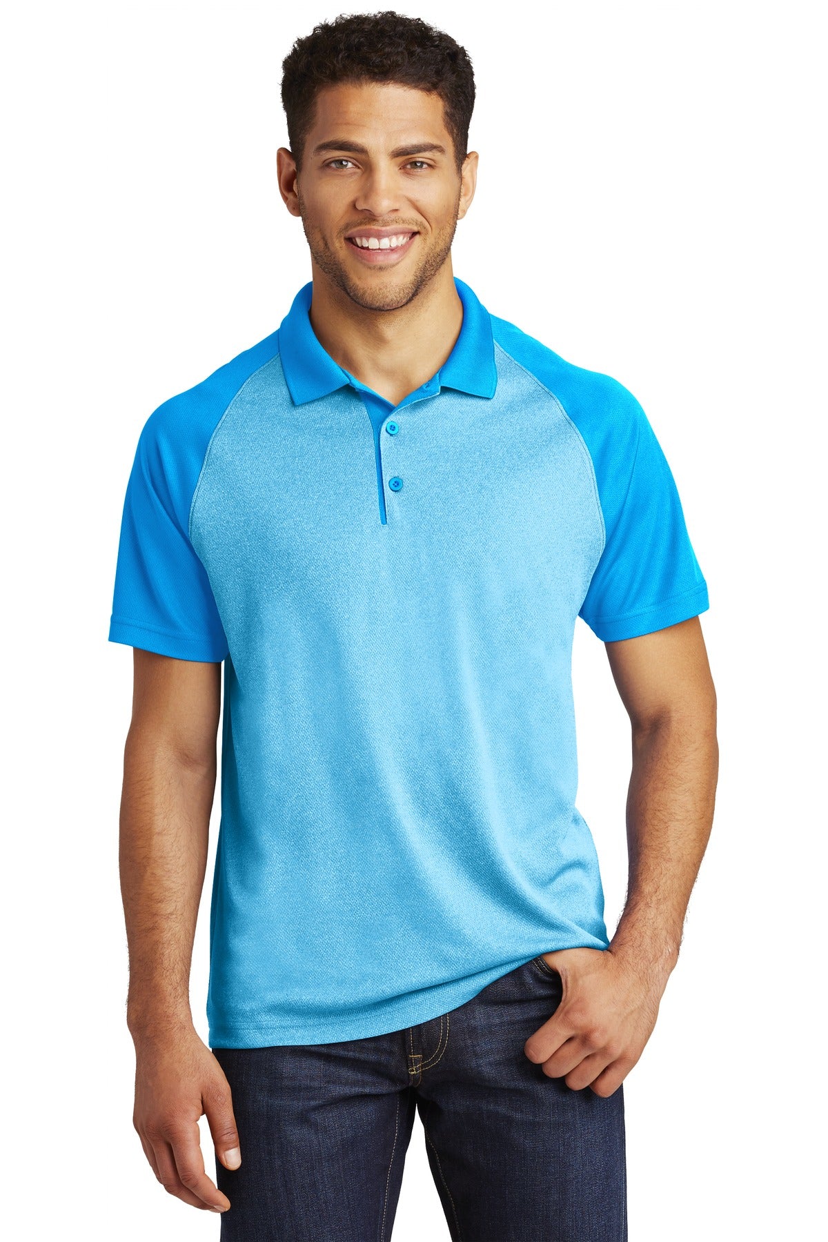 Sport-Tek ? PosiCharge ? RacerMesh ? Raglan Heather Block Polo. ST641