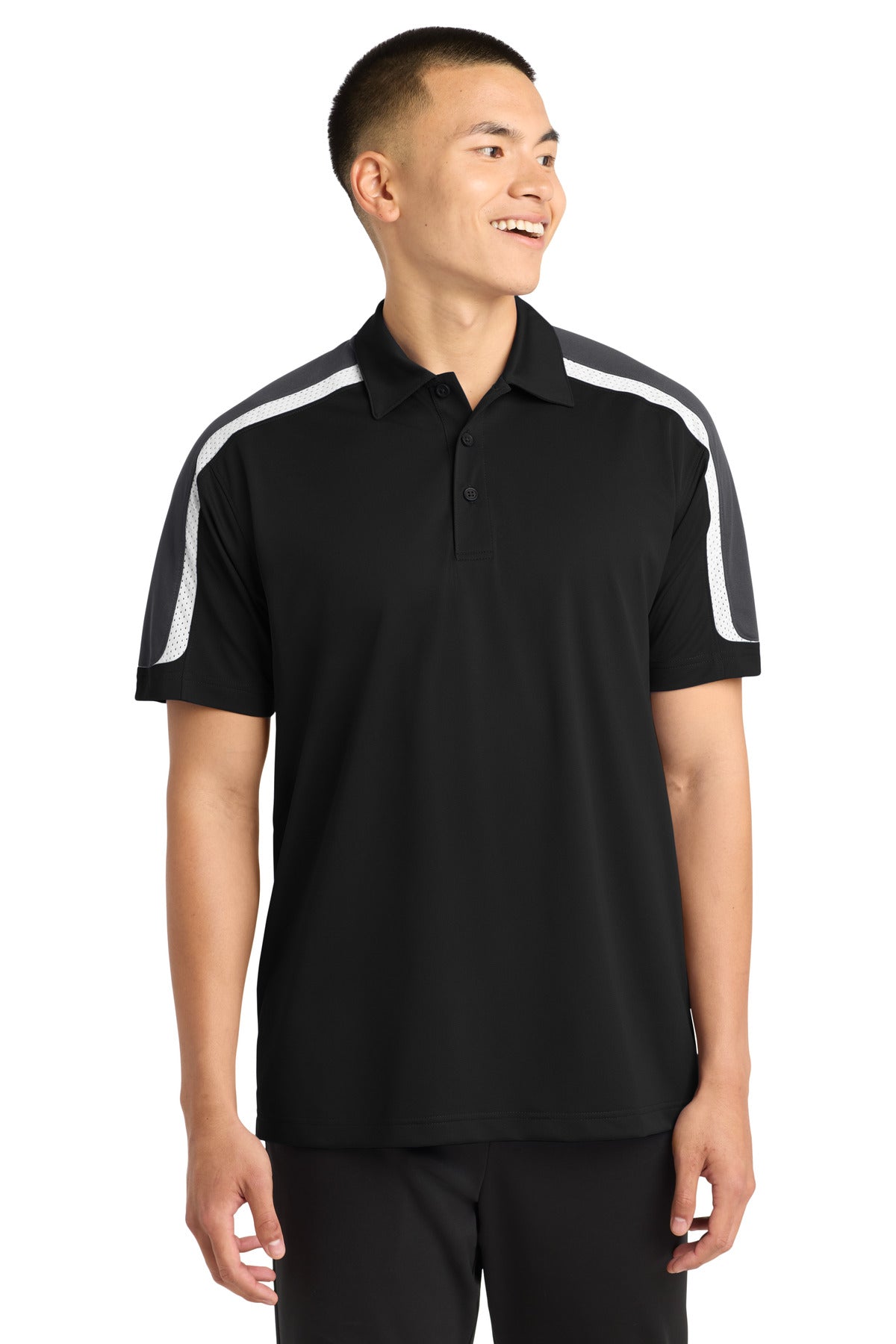 Sport-Tek?? Tricolor Shoulder Micropique Sport-Wick?? Polo. ST658