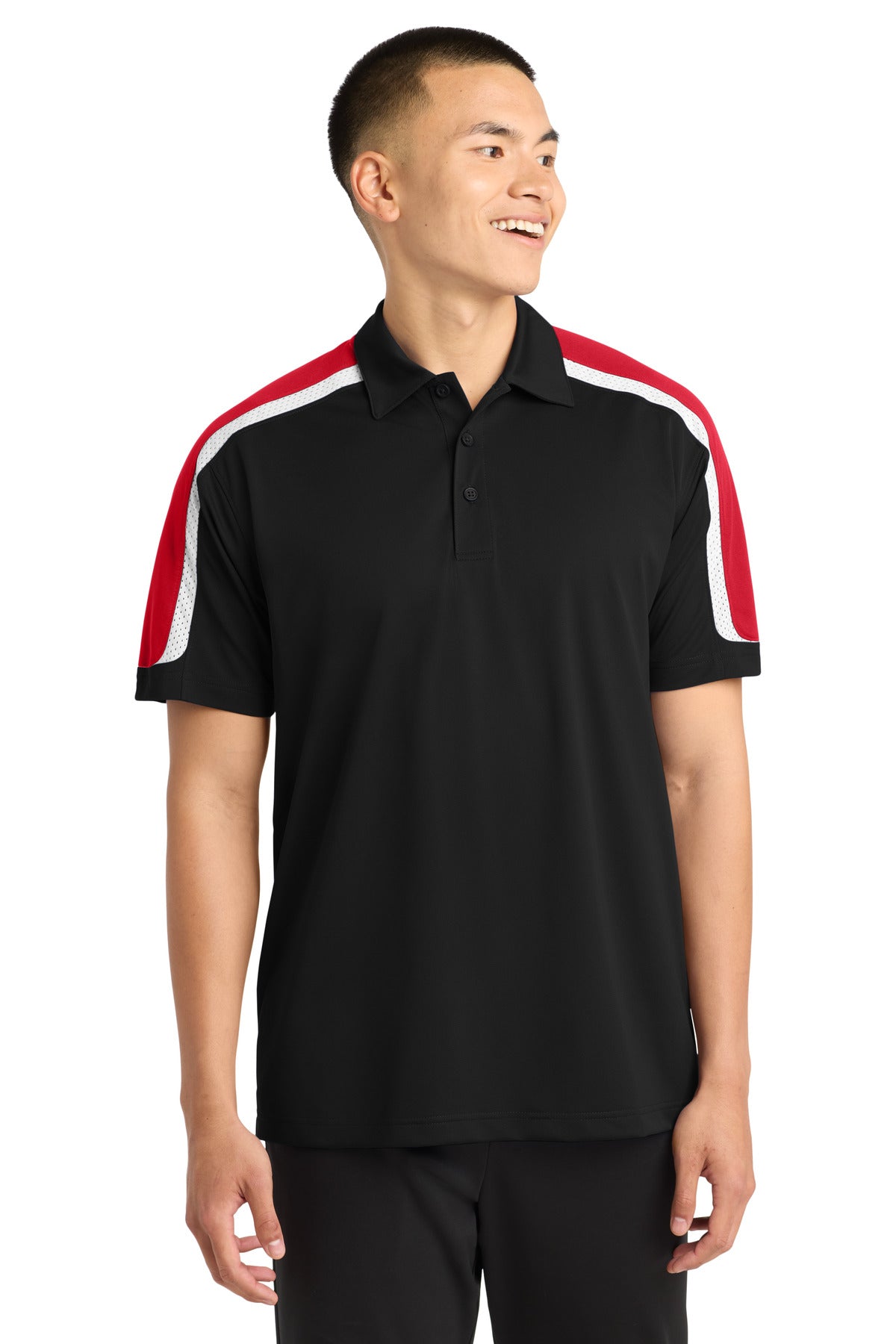 Sport-Tek?? Tricolor Shoulder Micropique Sport-Wick?? Polo. ST658