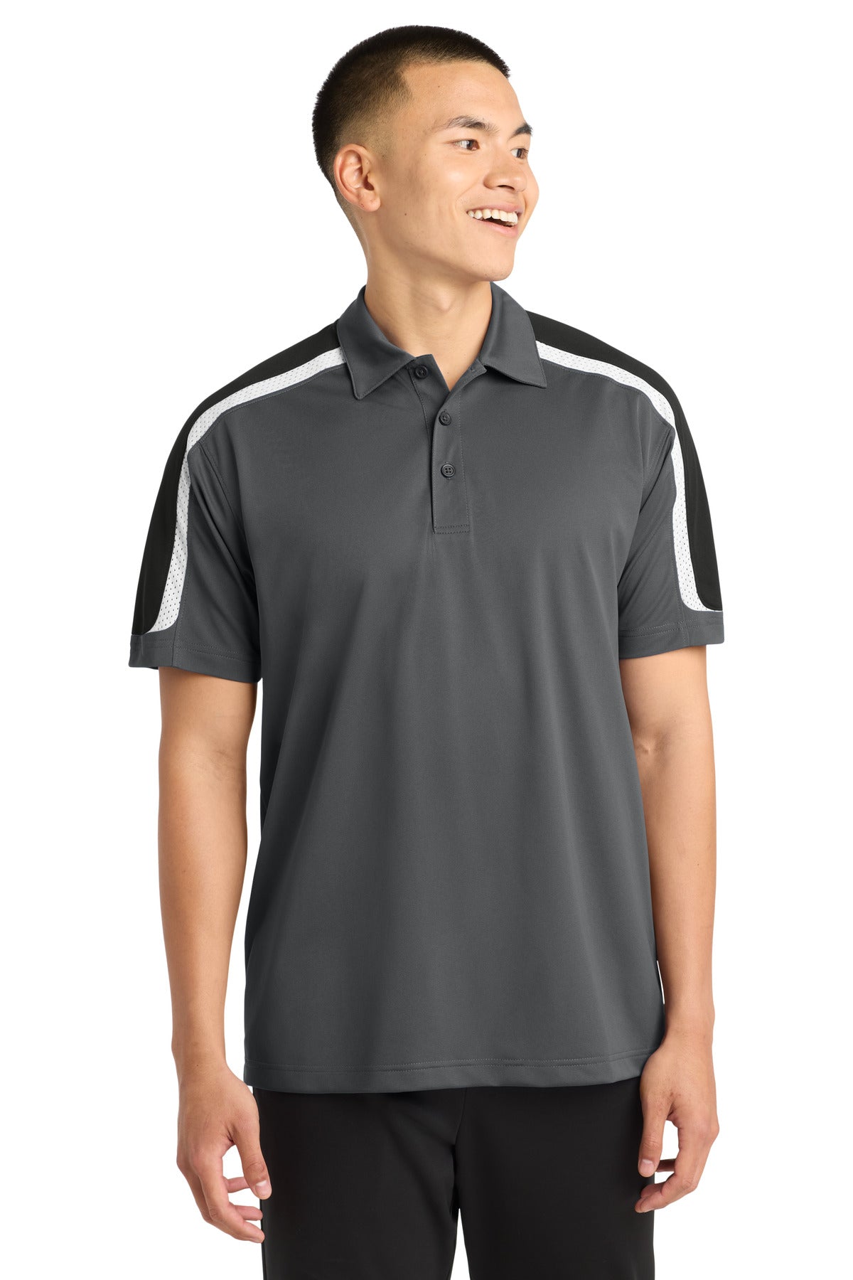 Sport-Tek?? Tricolor Shoulder Micropique Sport-Wick?? Polo. ST658