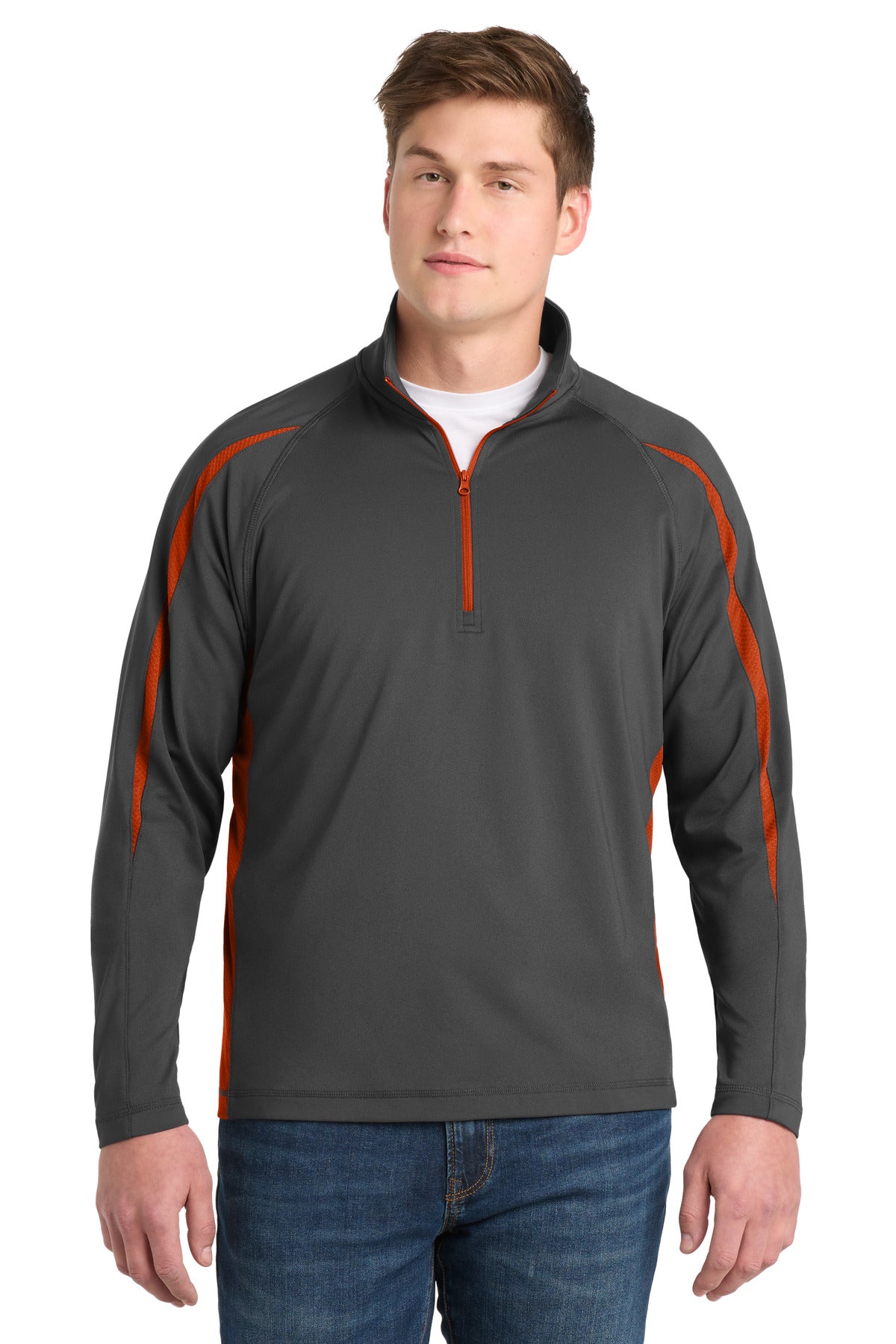 Sport-Tek?? Sport-Wick?? Stretch 1/4-Zip Colorblock Pullover. ST851