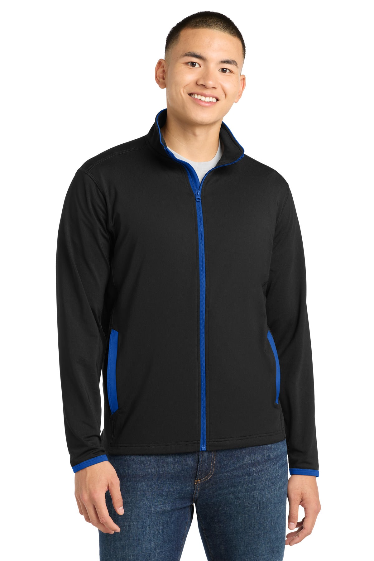 Sport-Tek?? Sport-Wick?? Stretch Contrast Full-Zip Jacket.  ST853