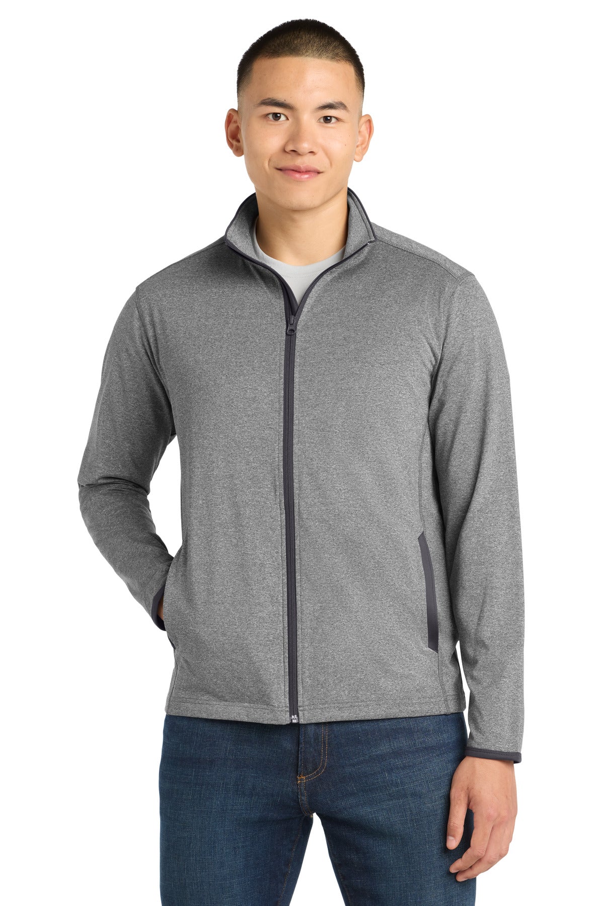 Sport-Tek?? Sport-Wick?? Stretch Contrast Full-Zip Jacket.  ST853