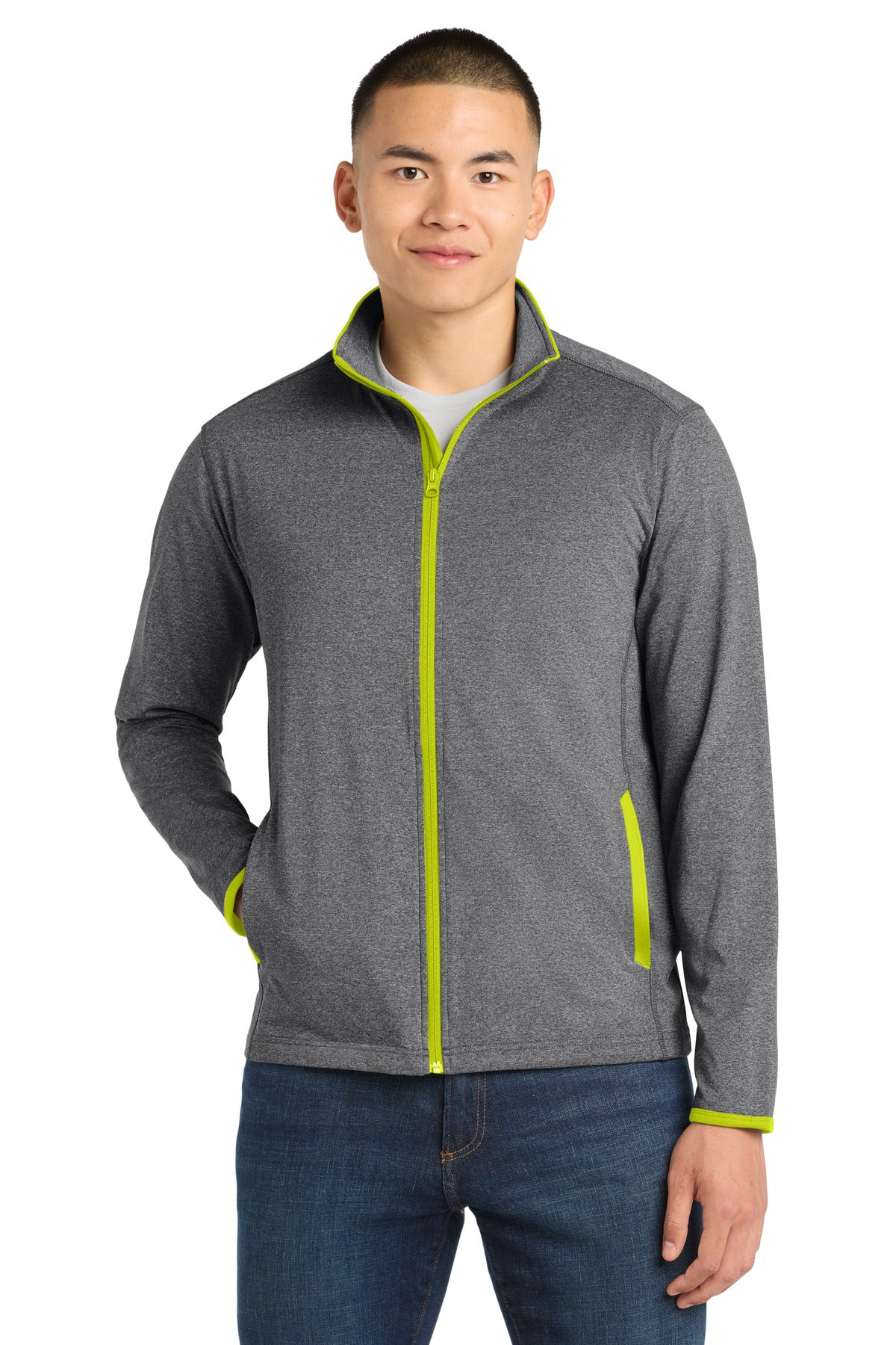 Sport-Tek?? Sport-Wick?? Stretch Contrast Full-Zip Jacket.  ST853