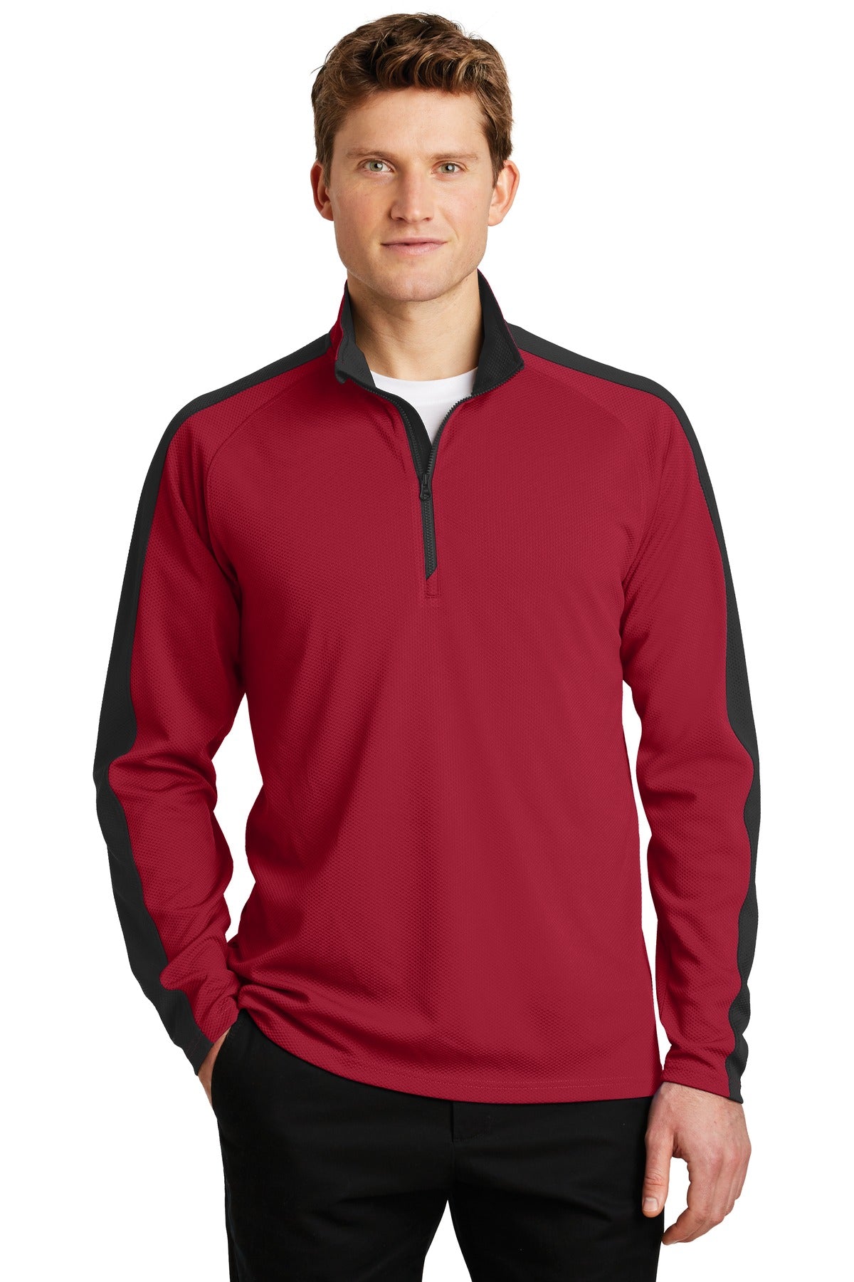 Sport-Tek? Sport-Wick? Textured Colorblock 1/4-Zip Pullover. ST861