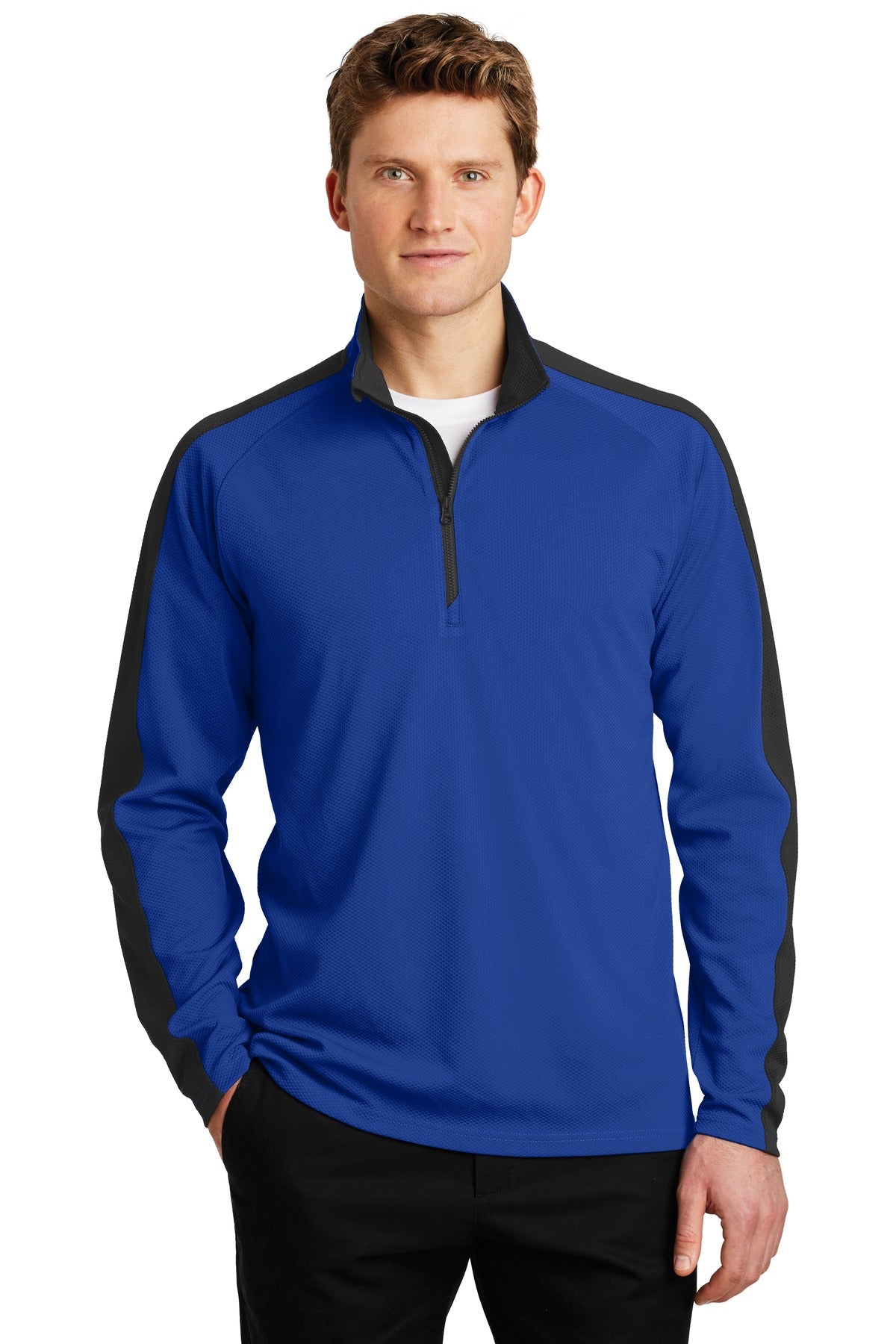 Sport-Tek? Sport-Wick? Textured Colorblock 1/4-Zip Pullover. ST861