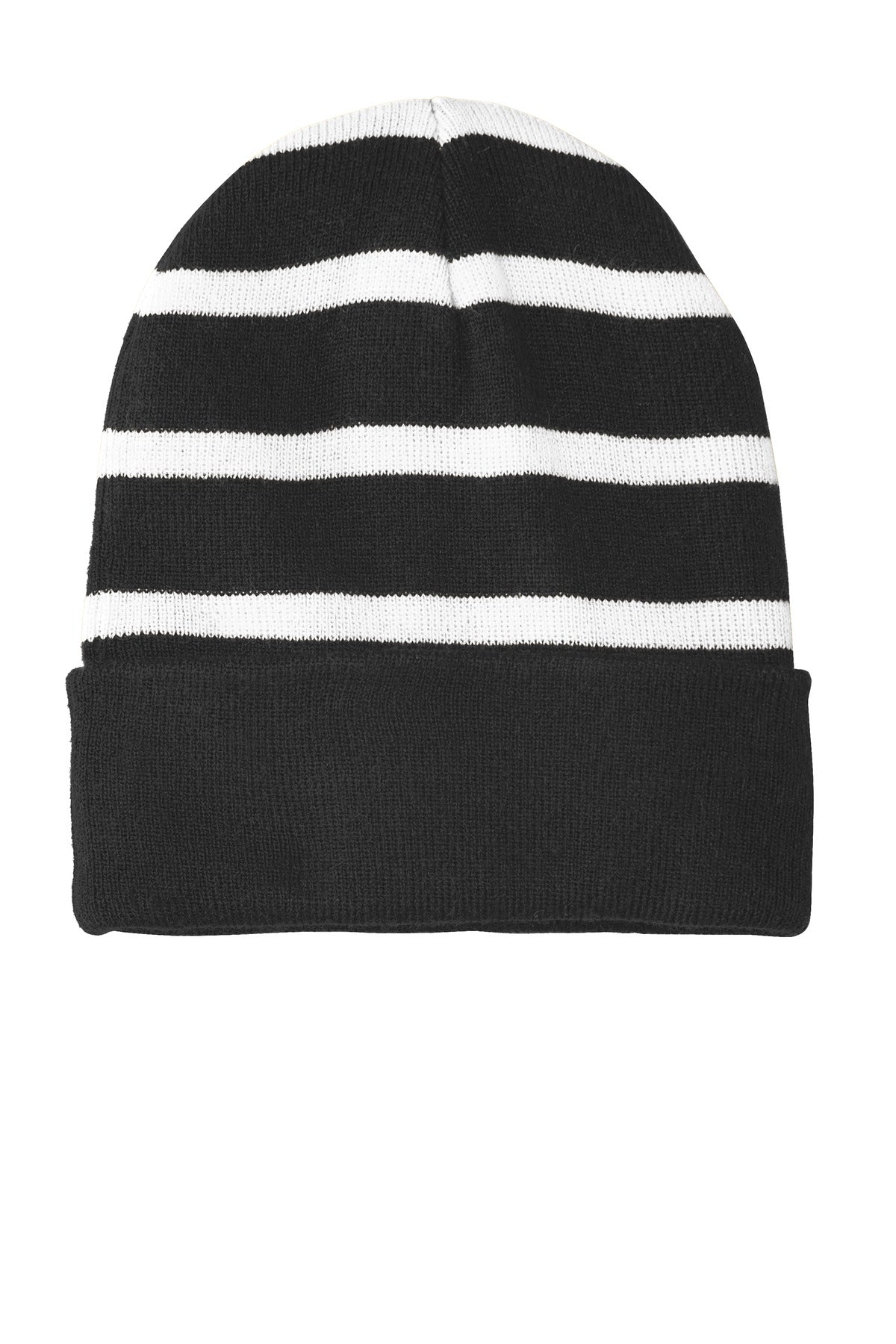 Sport-TekÂ® Striped Beanie with Solid Band. STC31