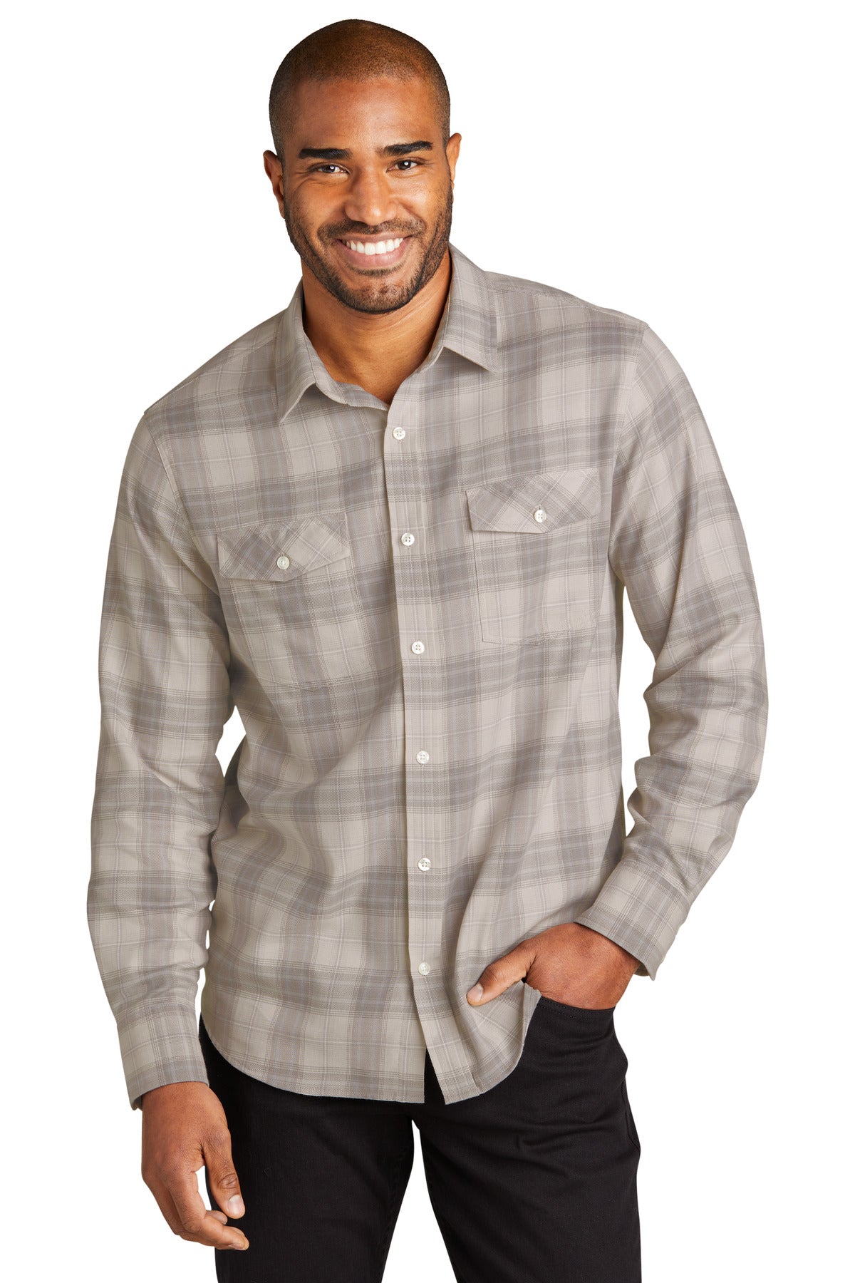 Port AuthorityÂ® Long Sleeve Ombre Plaid Shirt W672