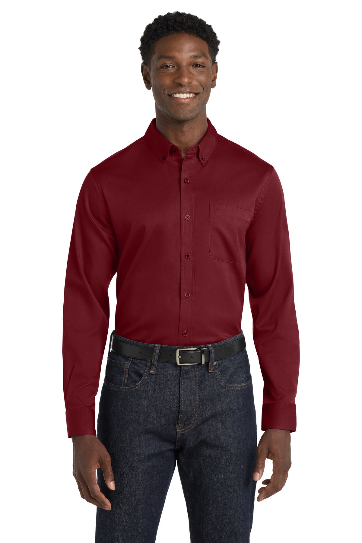 Port AuthorityÂ® Long Sleeve SuperPro Reactâ„¢ Twill Shirt. W808