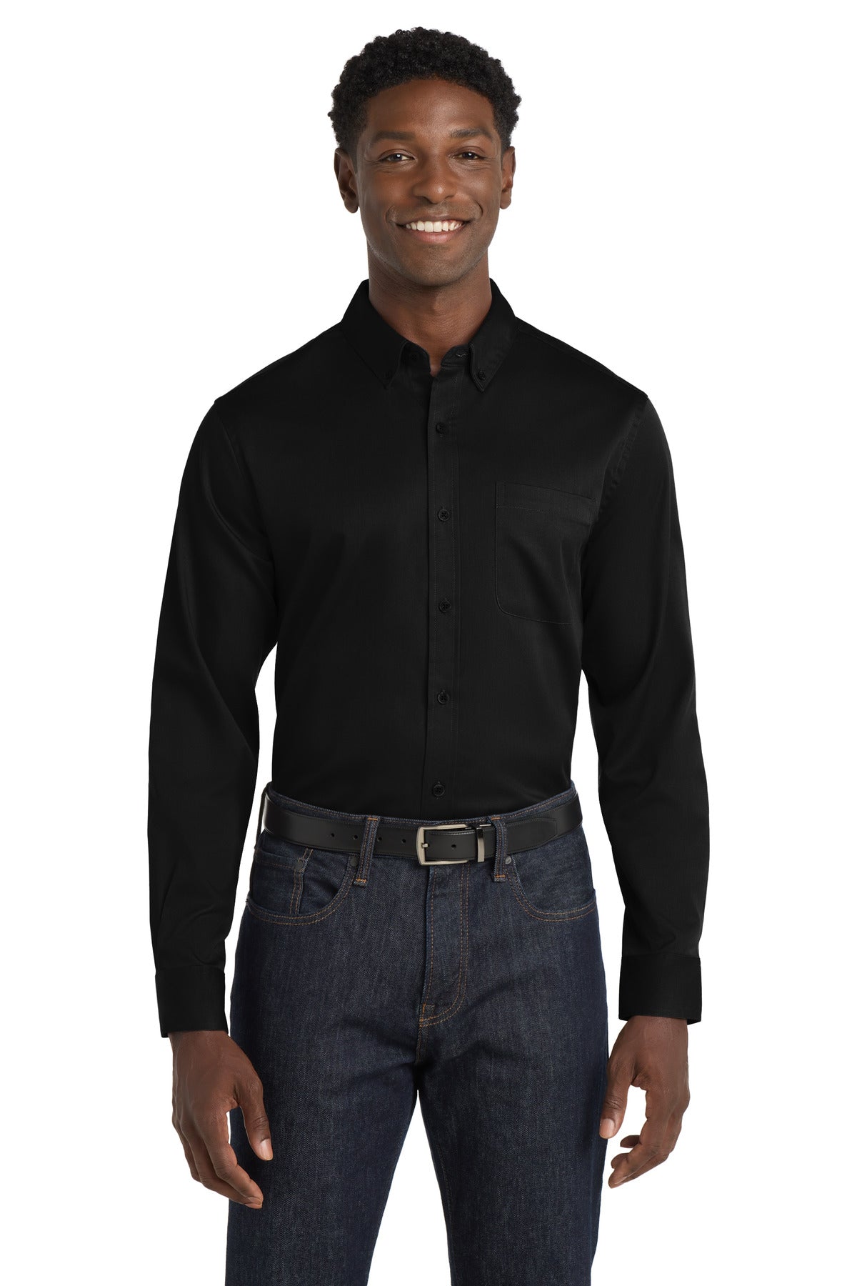 Port AuthorityÂ® Long Sleeve SuperPro Reactâ„¢ Twill Shirt. W808