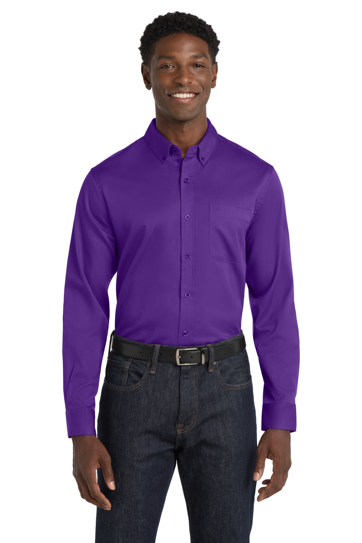 Port AuthorityÂ® Long Sleeve SuperPro Reactâ„¢ Twill Shirt. W808