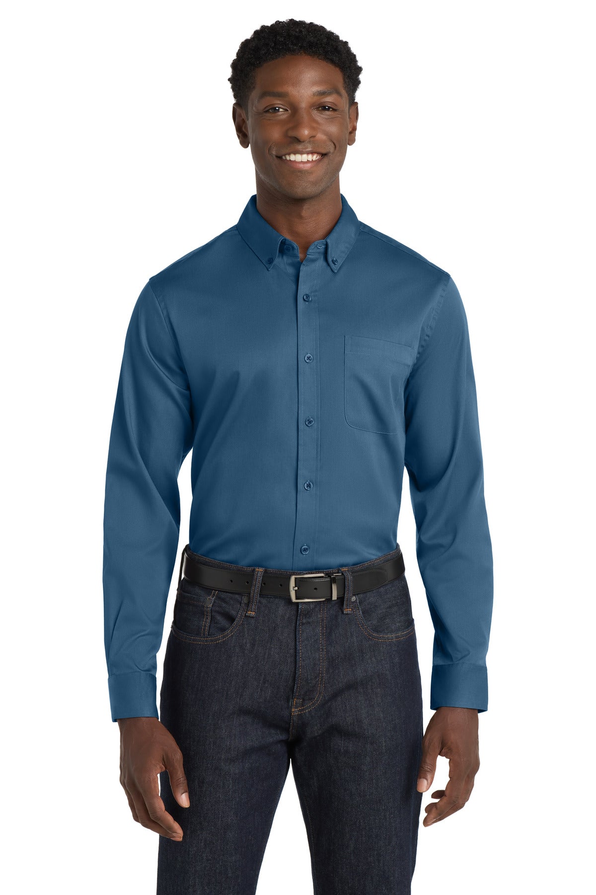 Port AuthorityÂ® Long Sleeve SuperPro Reactâ„¢ Twill Shirt. W808