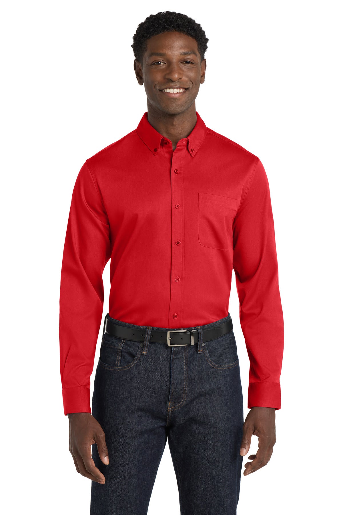 Port AuthorityÂ® Long Sleeve SuperPro Reactâ„¢ Twill Shirt. W808