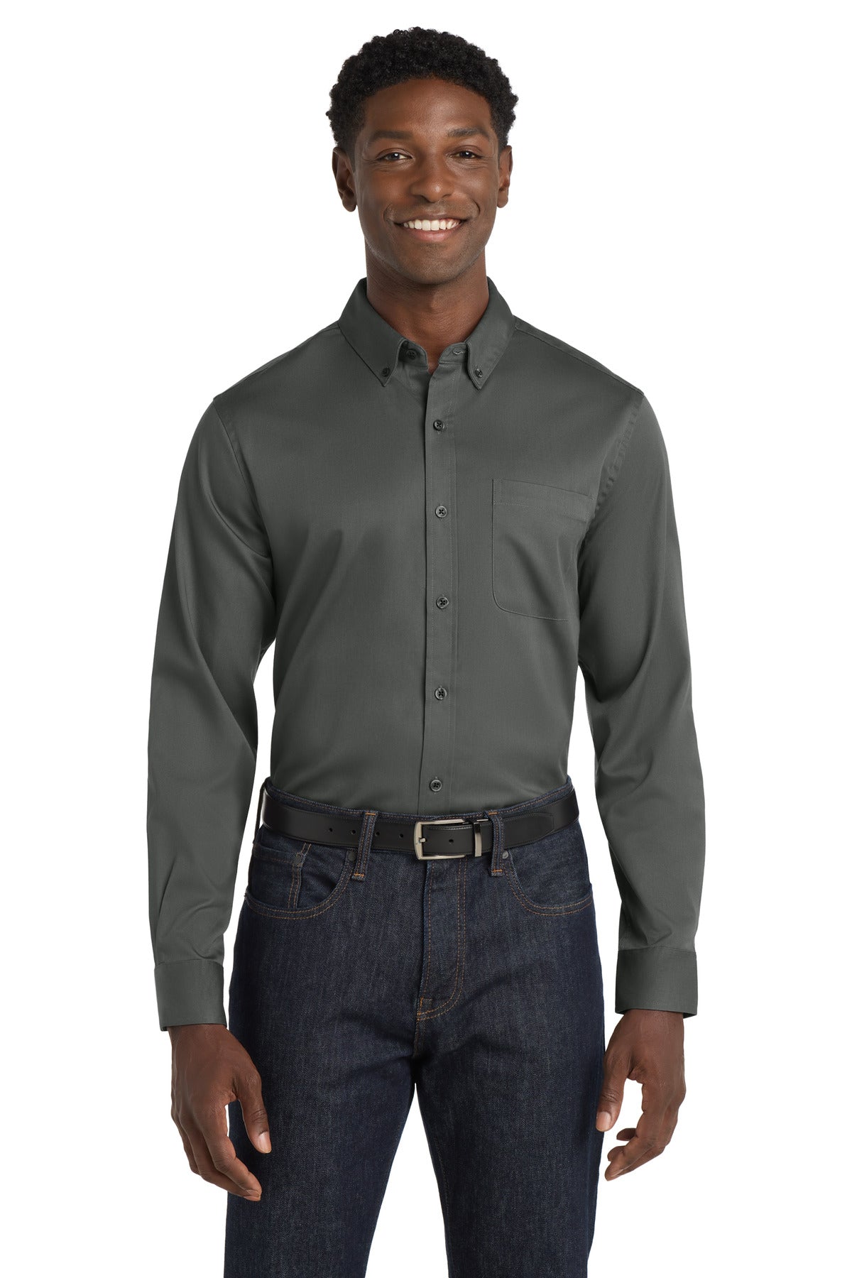 Port AuthorityÂ® Long Sleeve SuperPro Reactâ„¢ Twill Shirt. W808