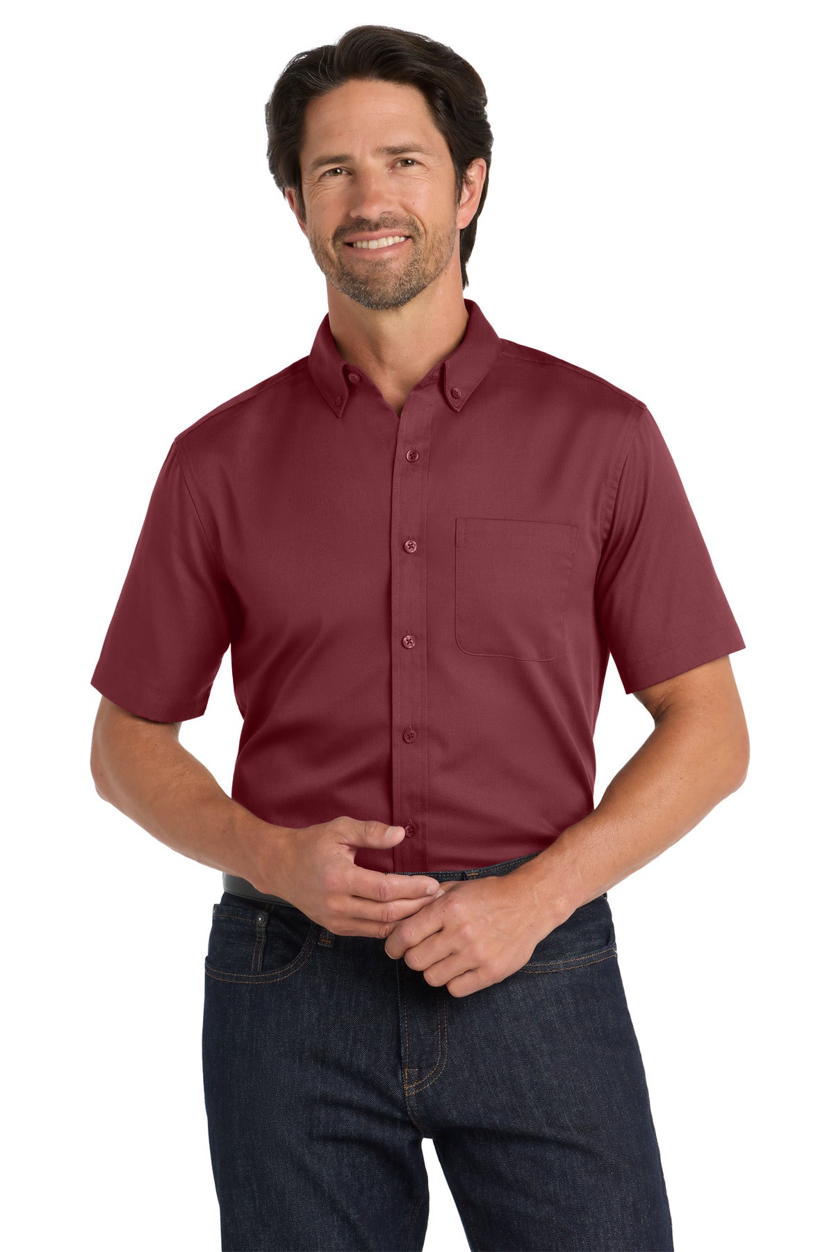 Port AuthorityÂ® Short Sleeve SuperPro Reactâ„¢ Twill Shirt. W809