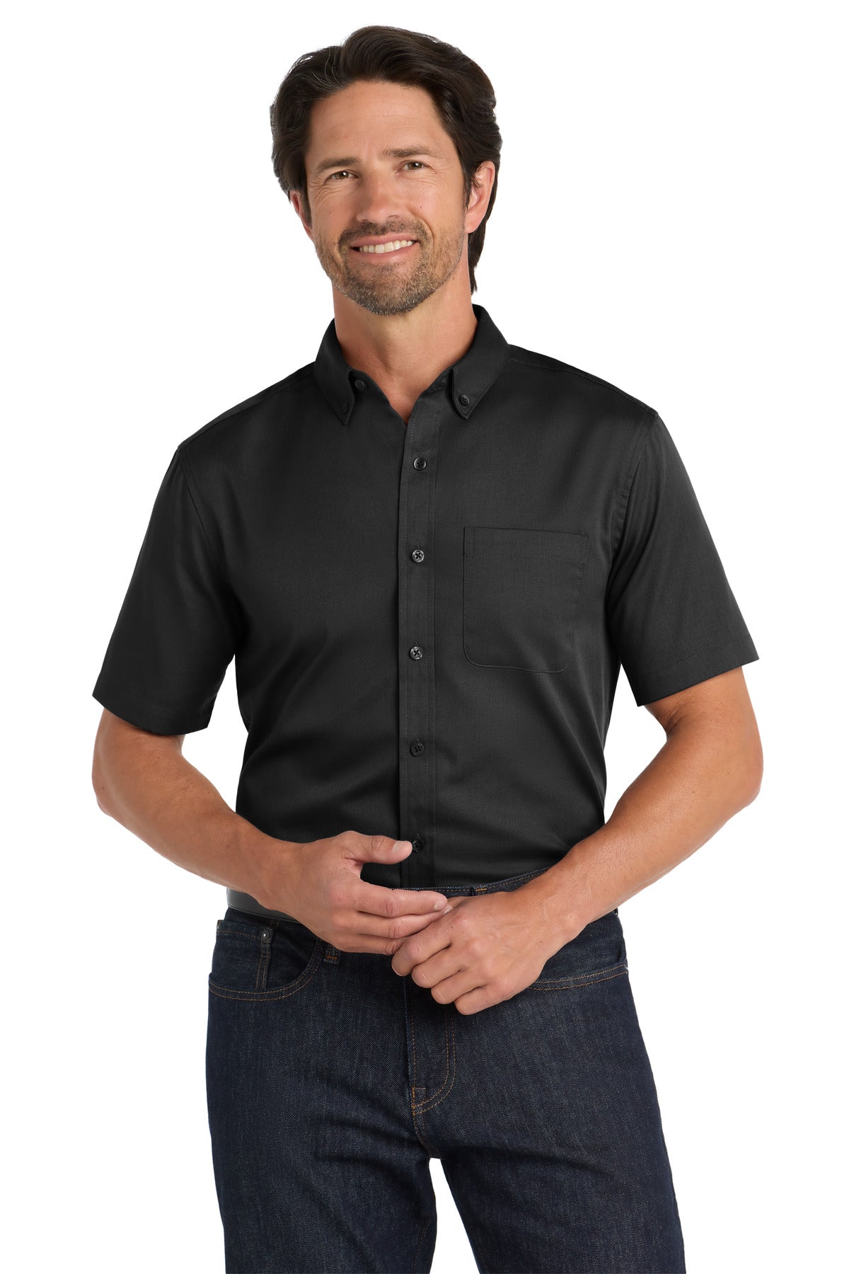 Port AuthorityÂ® Short Sleeve SuperPro Reactâ„¢ Twill Shirt. W809