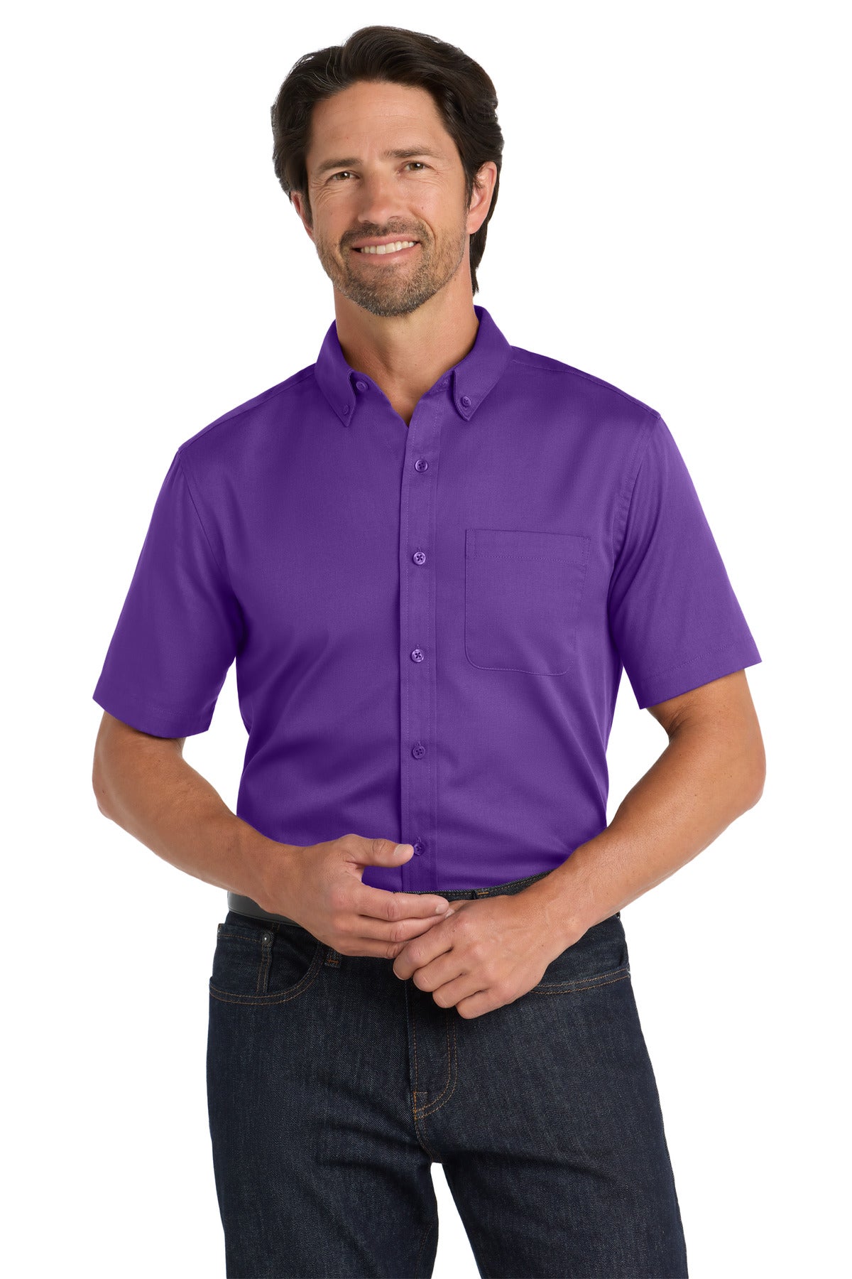 Port AuthorityÂ® Short Sleeve SuperPro Reactâ„¢ Twill Shirt. W809