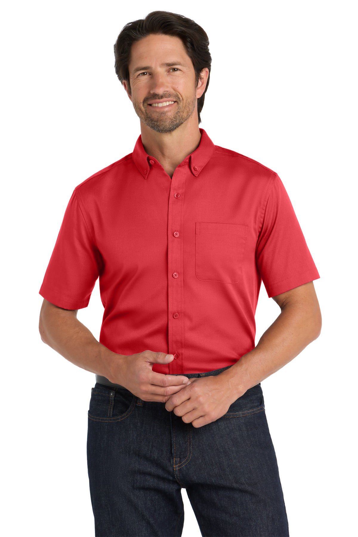 Port AuthorityÂ® Short Sleeve SuperPro Reactâ„¢ Twill Shirt. W809