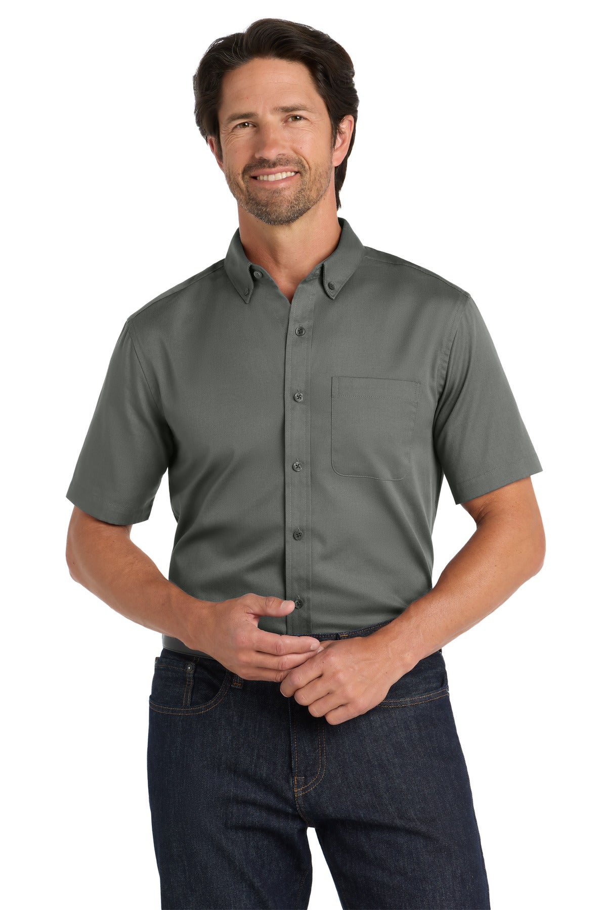 Port AuthorityÂ® Short Sleeve SuperPro Reactâ„¢ Twill Shirt. W809