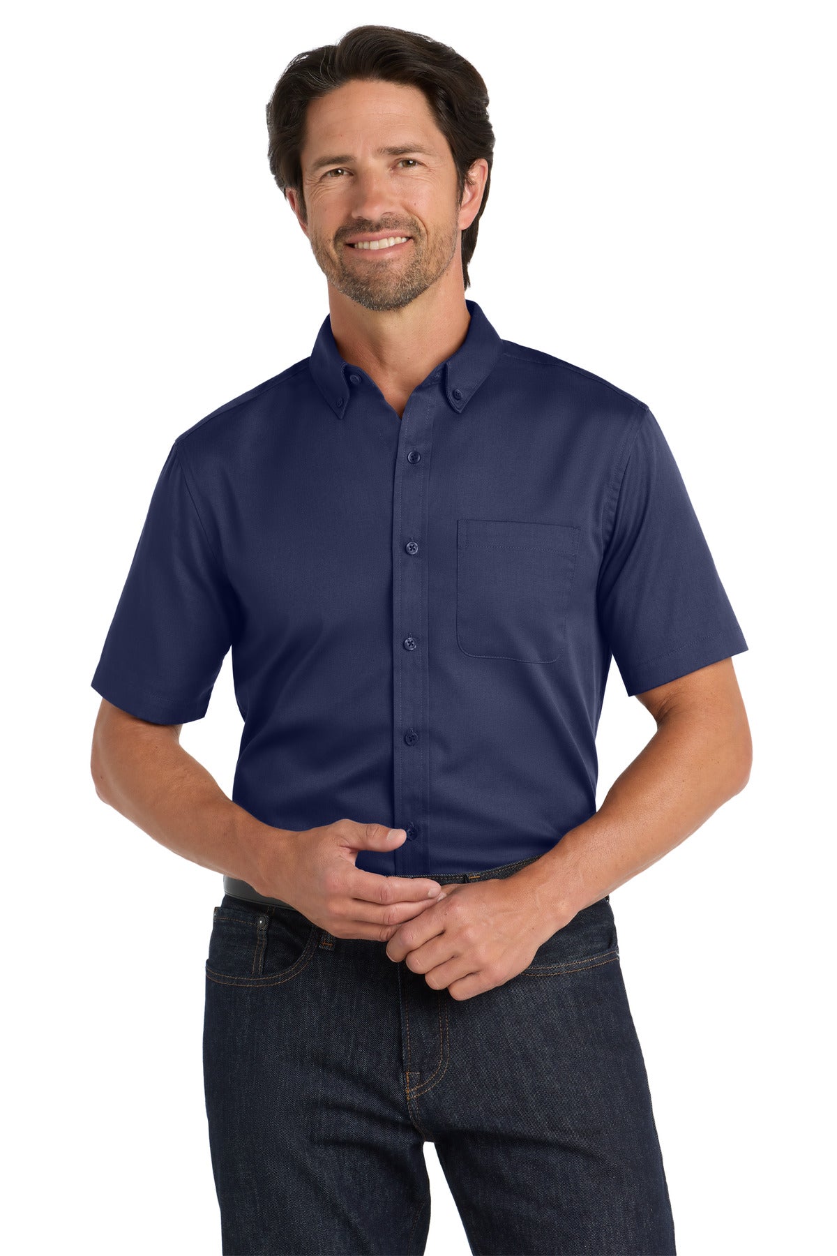 Port AuthorityÂ® Short Sleeve SuperPro Reactâ„¢ Twill Shirt. W809