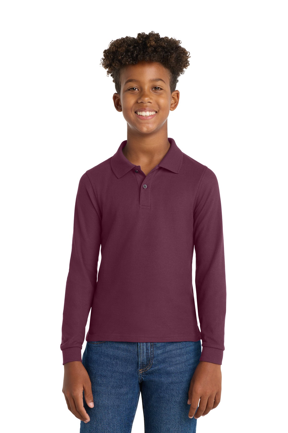 Port AuthorityÂ® Youth Long Sleeve Silk Touchâ„¢ Polo.  Y500LS