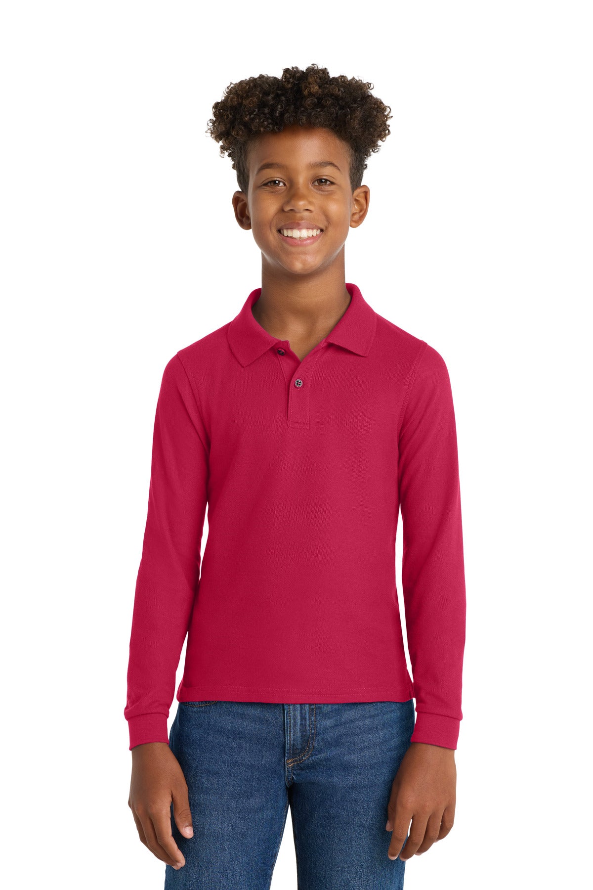 Port AuthorityÂ® Youth Long Sleeve Silk Touchâ„¢ Polo.  Y500LS