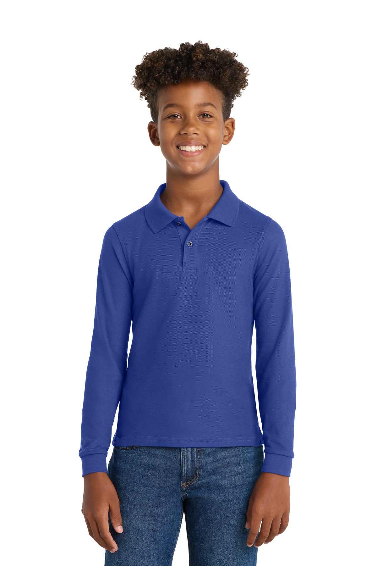 Port AuthorityÂ® Youth Long Sleeve Silk Touchâ„¢ Polo.  Y500LS