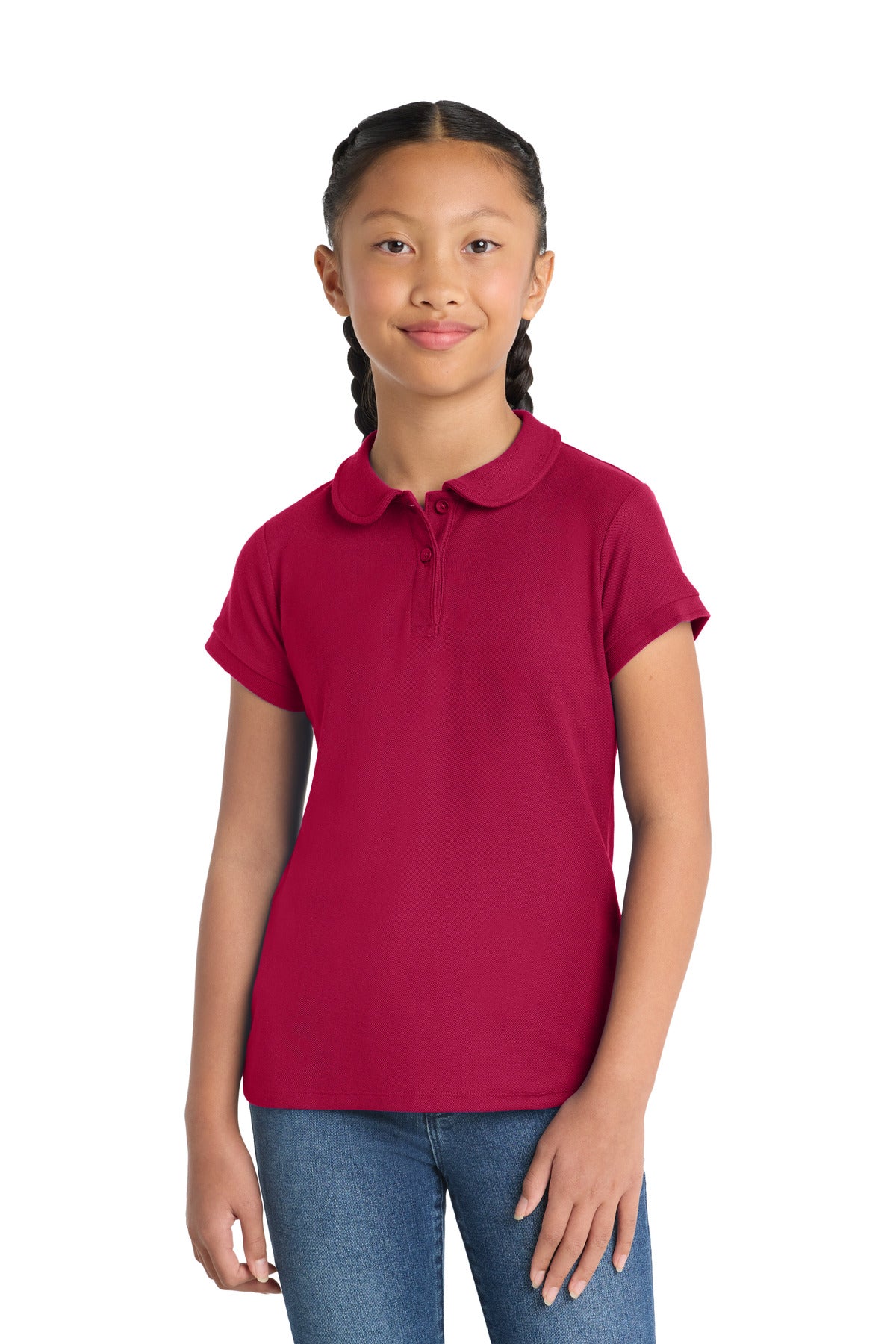 Port Authority?? Girls Silk Touchƒ?› Peter Pan Collar Polo. YG503