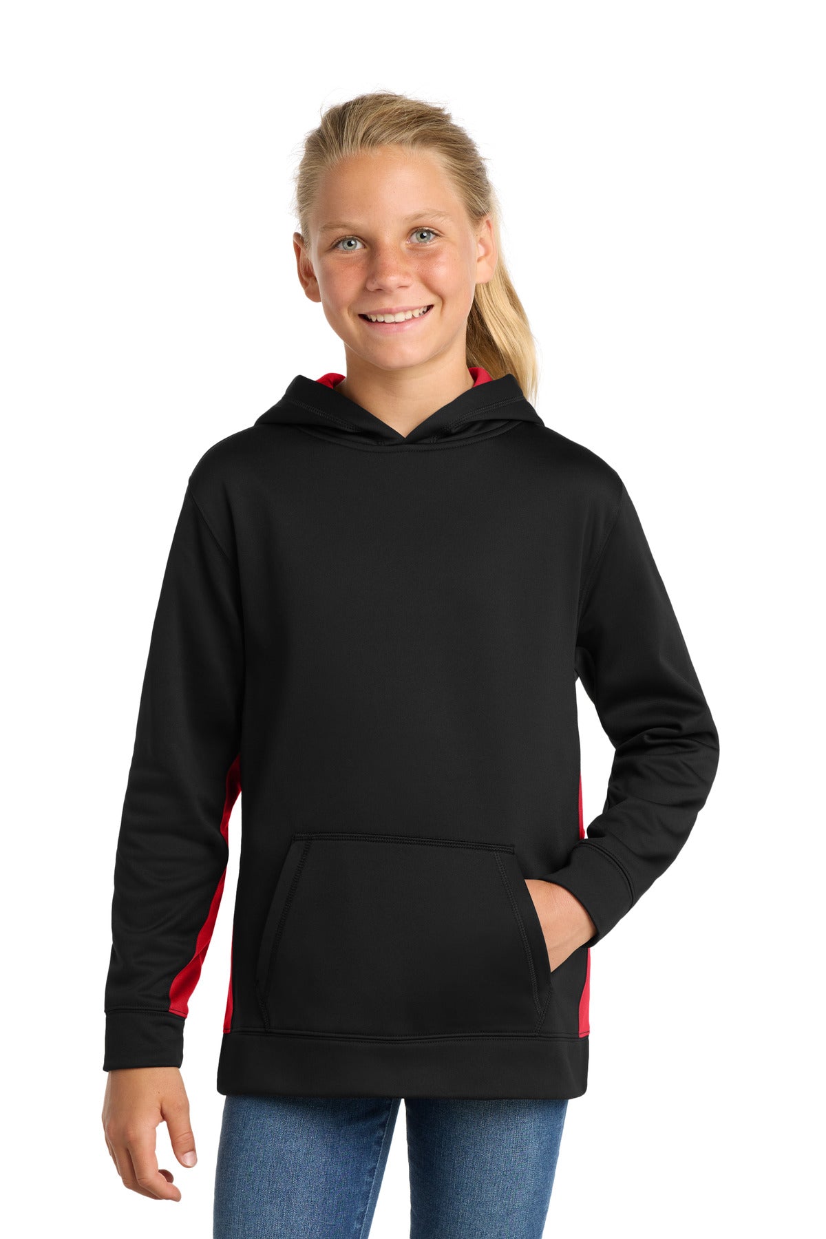 Sport-Tek?? Youth Sport-Wick?? Fleece Colorblock Hooded Pullover.  YST235