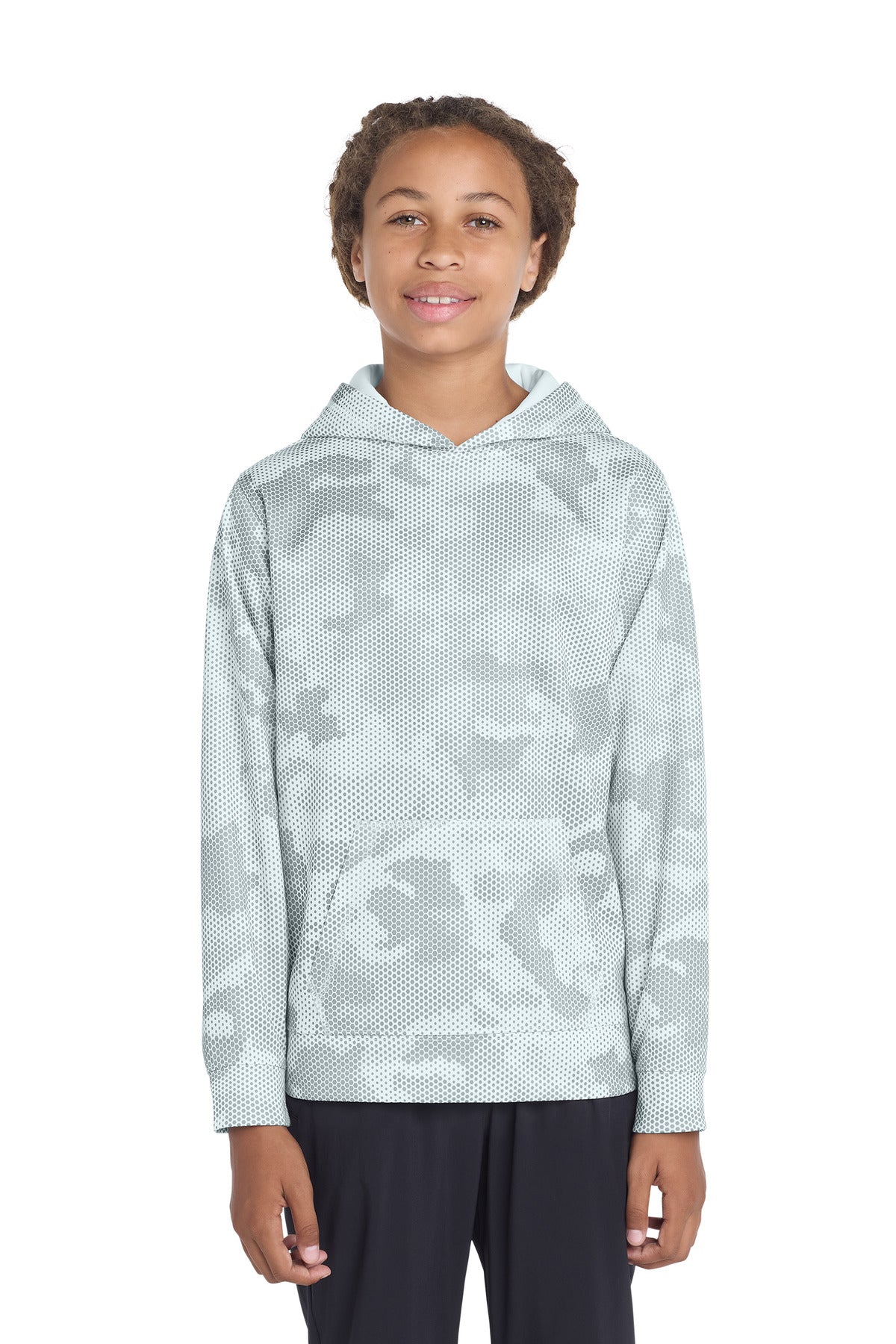 Sport-Tek?? Youth Sport-Wick?? CamoHex Fleece Hooded Pullover.  YST240