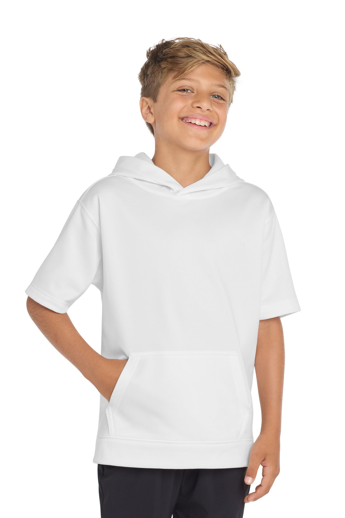 Sport-Tek Â® Youth Sport-Wick Â® Fleece Short Sleeve Hooded Pullover. YST251