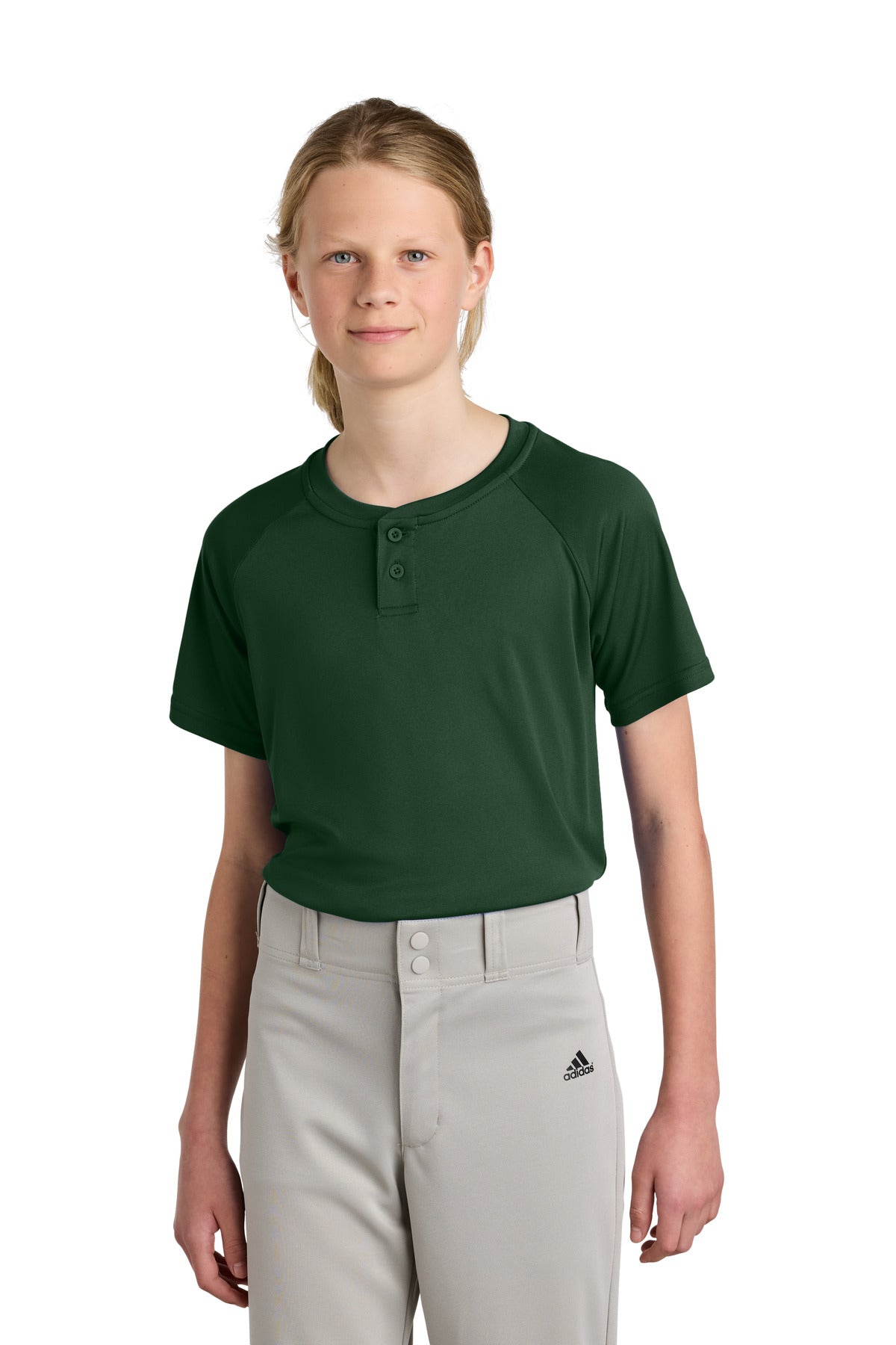 Sport-TekÂ® Youth PosiChargeÂ® Competitorâ„¢ 2-Button Henley YST359