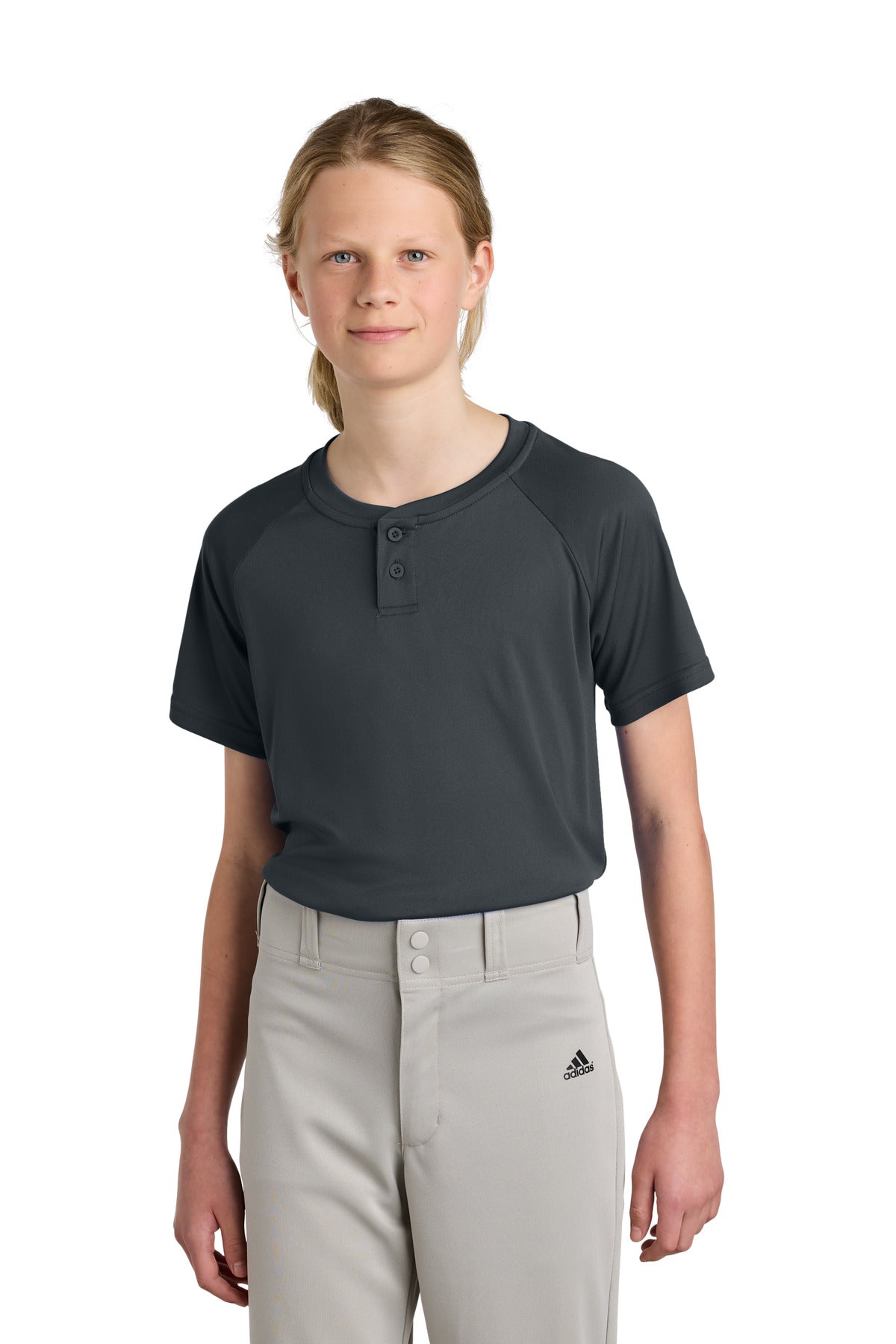 Sport-TekÂ® Youth PosiChargeÂ® Competitorâ„¢ 2-Button Henley YST359