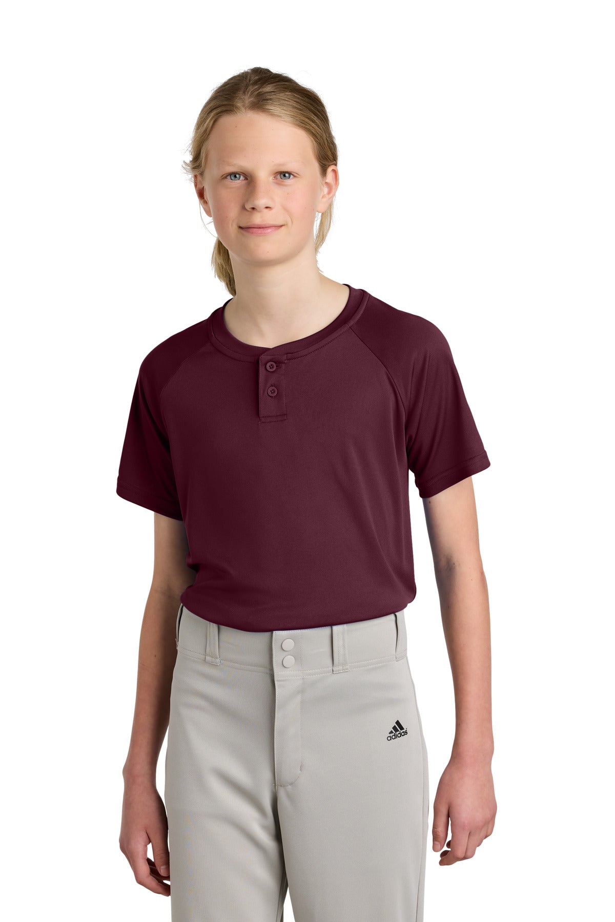 Sport-TekÂ® Youth PosiChargeÂ® Competitorâ„¢ 2-Button Henley YST359