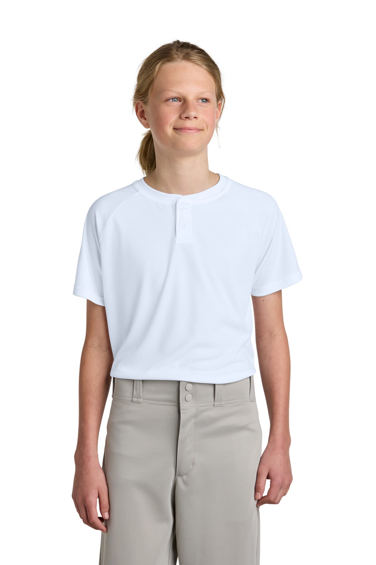 Sport-TekÂ® Youth PosiChargeÂ® Competitorâ„¢ 2-Button Henley YST359