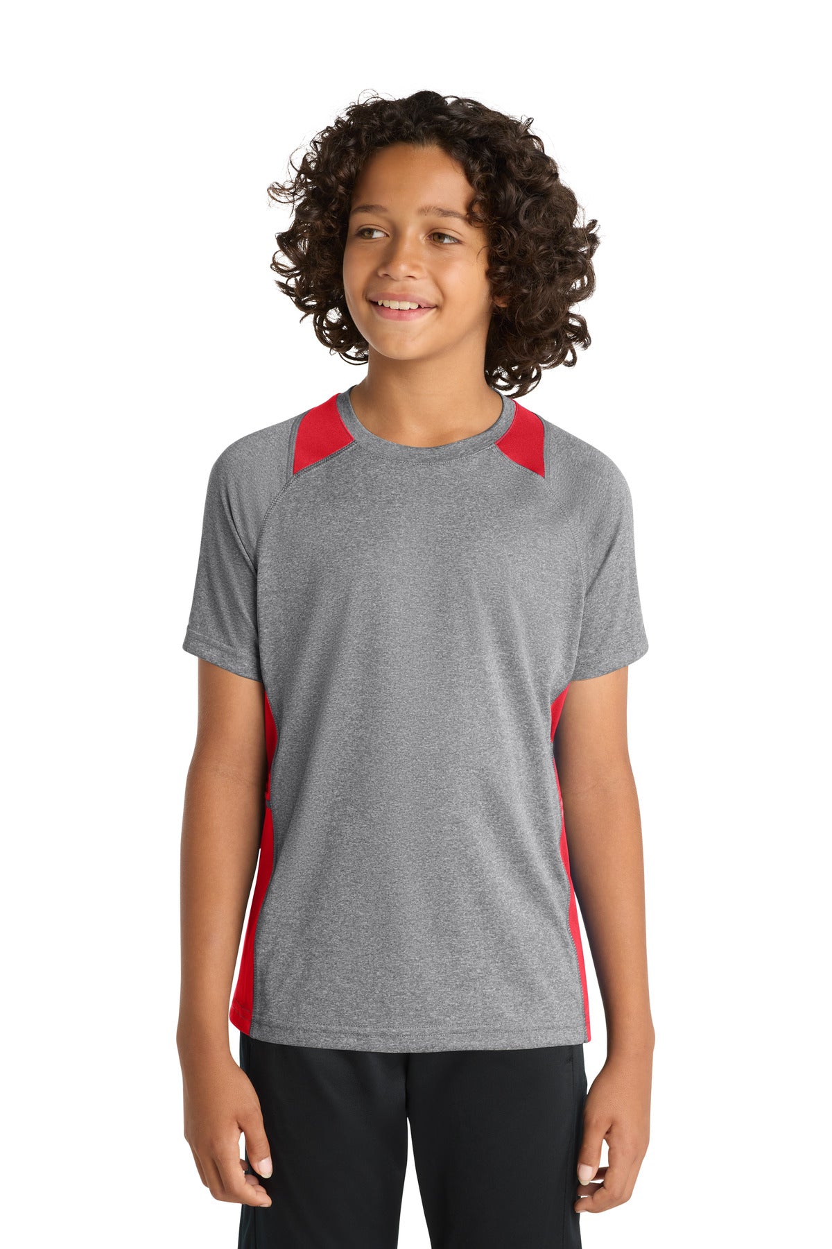 Sport-TekÂ® Youth Heather Colorblock Contenderâ„¢ Tee. YST361