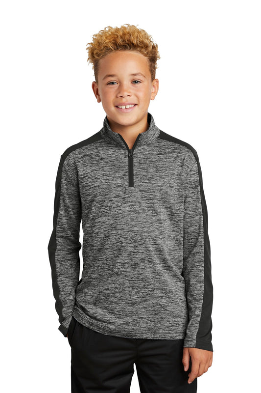 Sport-Tek Â® Youth PosiCharge Â® Electric Heather Colorblock 1/4-Zip Pullover. YST397